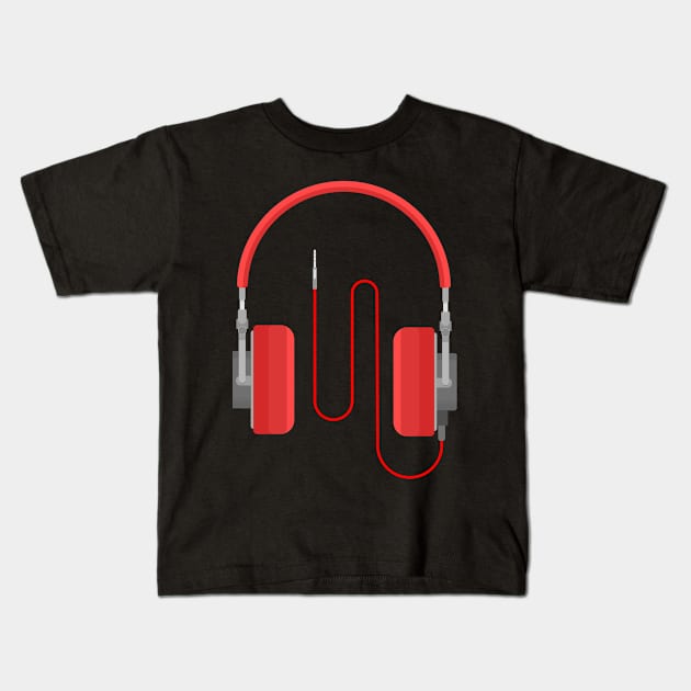 Red headphones Kids T-Shirt by Mihahanya